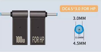 DC-переходник Type-c на DC 4.5х3.0-PIN HP Ultrabook до 100W новый